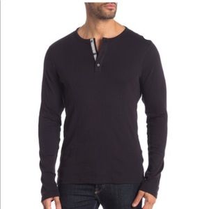 Michael Kors Mens Ribbed Henley Shirt Black M